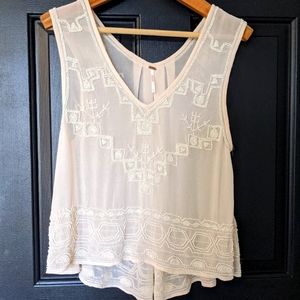 Free People Beaded Chiffon Top- Size Small